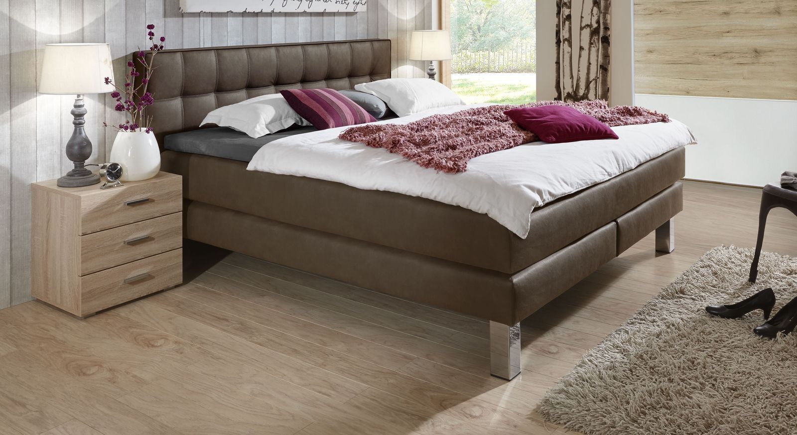 Hasena Boxspringbett La Mancha Boxspringbett 90x200 cm taupe  - H2 bis 90kg