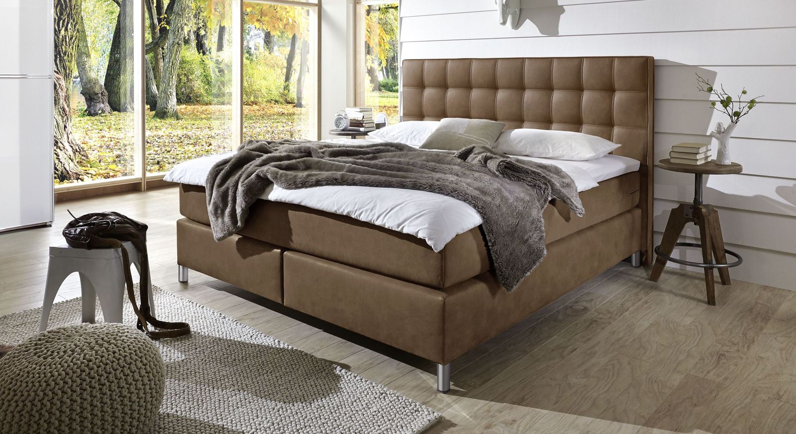 Hasena Boxspringbett Zamora Boxspringbett 90x200 cm taupe  - H2 bis 90kg