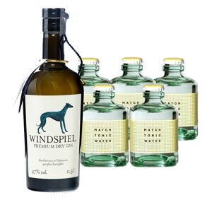 Windspiel Manufaktur Windspiel Gin & 5 x Match Indian Tonic Set (47 % vol, 1,5 Liter)