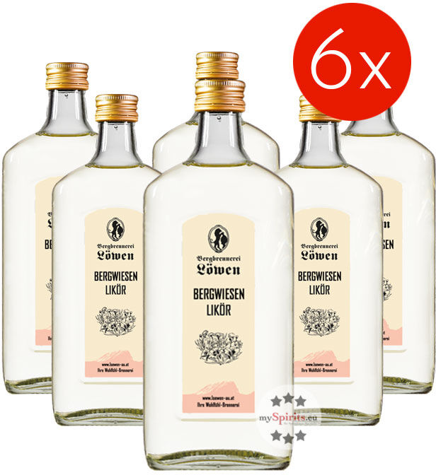 Bergbrennerei Löwen 6 x Löwen Bergwiesen Likör (22 % Vol., 3,0 Liter)