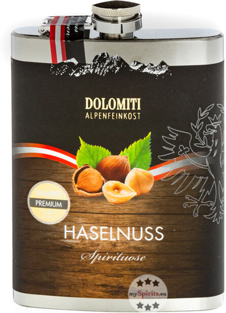 Dolomiti Alpenfeinkost Dolomiti Flachmann Haselnuss Schnaps  (35 % Vol., 0,2 Liter)