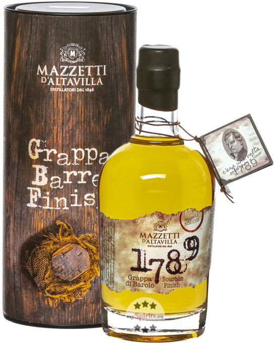 Mazzetti d’Altavilla Mazzetti 1789 Grappa di Barolo Bourbon Finish (43 % Vol., 0,5 Liter) Mazzetti d’Altavilla Mazzetti 1789 Grappa di Barolo Bourbon Finish (43 % Vol., 0,5 Liter)