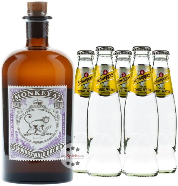 Black Forest Distillers Monkey 47 Dry Gin & Schweppes Indian Tonic Set (47 % vol., 1,5 Liter) Black Forest Distillers Monkey 47 Dry Gin & Schweppes Indian Tonic Set (47 % vol., 1,5 Liter)