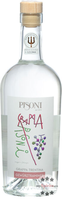 Distilleria F.lli Pisoni Pisoni Gewürztraminer Grappa (43 % Vol., 0,7 Liter) Distilleria F.lli Pisoni Pisoni Gewürztraminer Grappa (43 % Vol., 0,7 Liter)