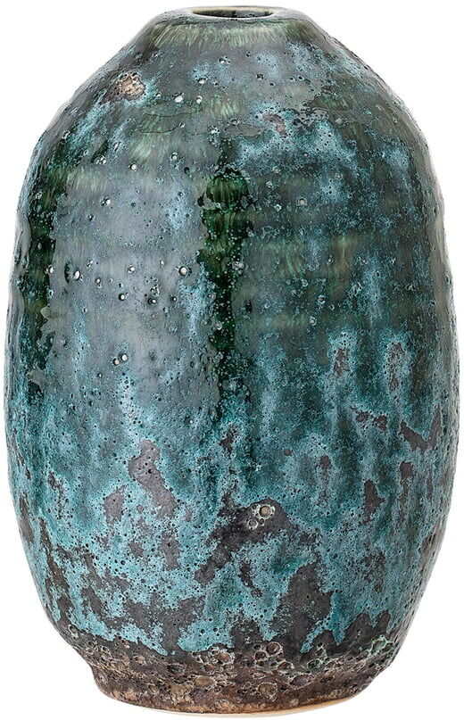 Bloomingville - Steingut Vase, Ø 9 x H 14 cm, blau