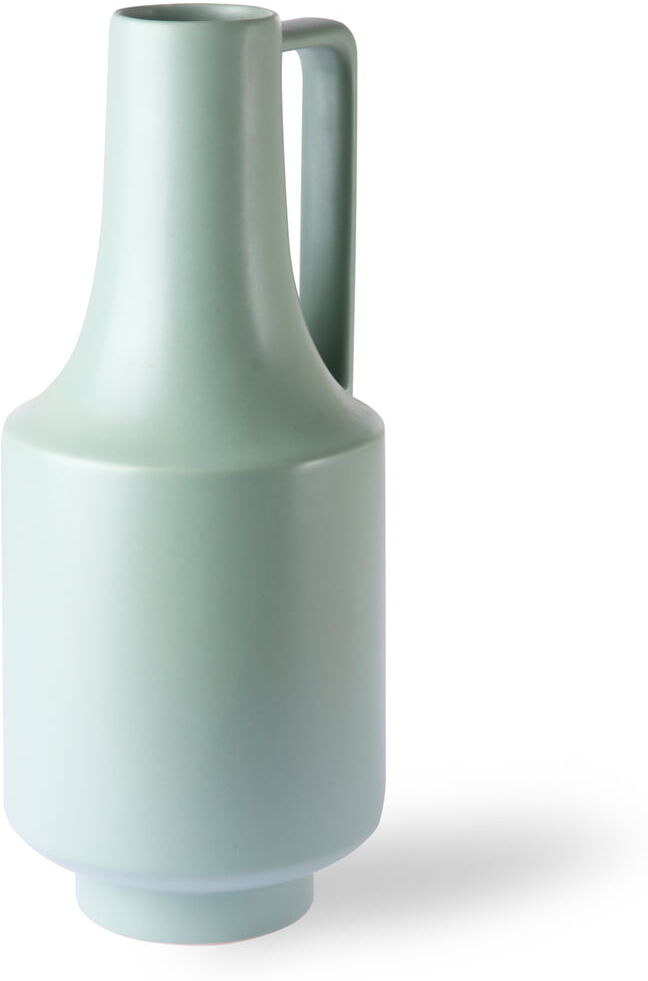 HKliving - Keramik Vase mit Griff, Ø 19 x H 41 cm, mintgrün