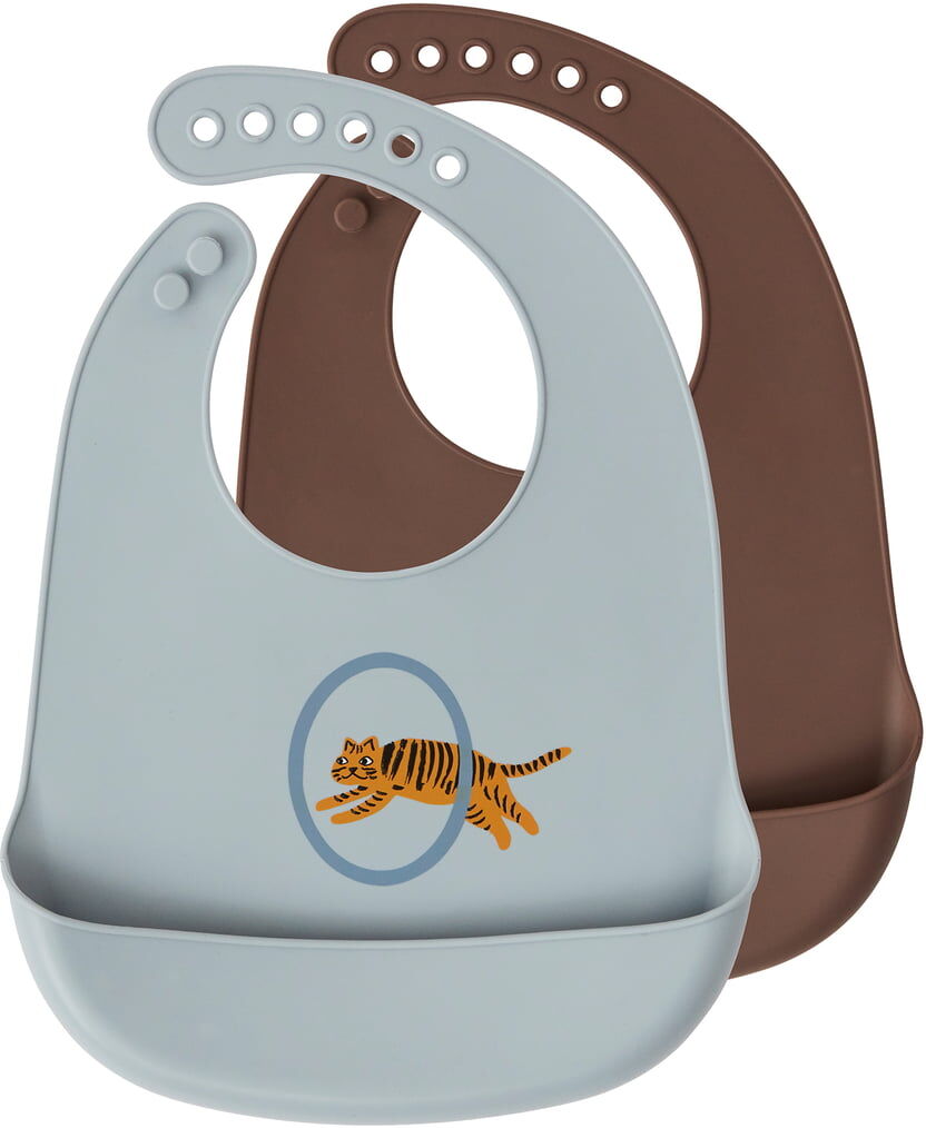 OYOY - Bib Kinderlätzchen mit Auffangschale, Tiger (2er-Set)