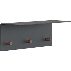 Frost - Unu Wandgarderobe 40 x 15 x 15 cm, schwarz matt / kupfer poliert