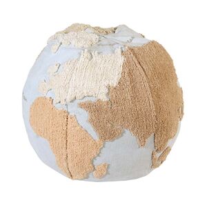 Lorena Canals - World Map Pouf, Ø 50 cm, hellblau / beige