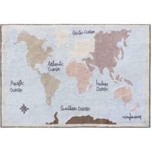 Lorena Canals - Vintage Map Teppich, 200 x 140 cm, blau / grün / rose / natur