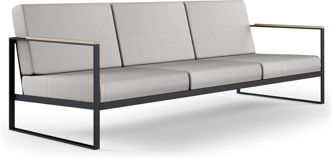 Röshults - Garden Easy 3-Sitzer Sofa, anthrazit / nature grey