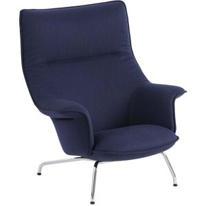 Muuto - Doze Lounge Chair, Untergestell Chrom / Bezug dunkelblau (Balder 782)