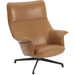 Muuto - Doze Lounge Chair, Drehgestell anthrazit-schwarz / Bezug cognac (Refine Leder)