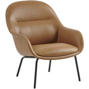 Muuto - Fiber Lounge Armchair Tube Base, schwarz / Refine Leder Cognac