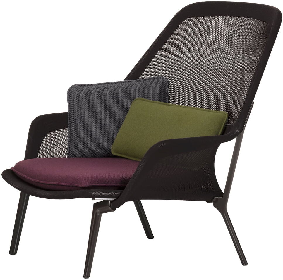 Vitra - Slow Chair, Beschichtet chocolate / Tricot braun / Kunststoffgleiter