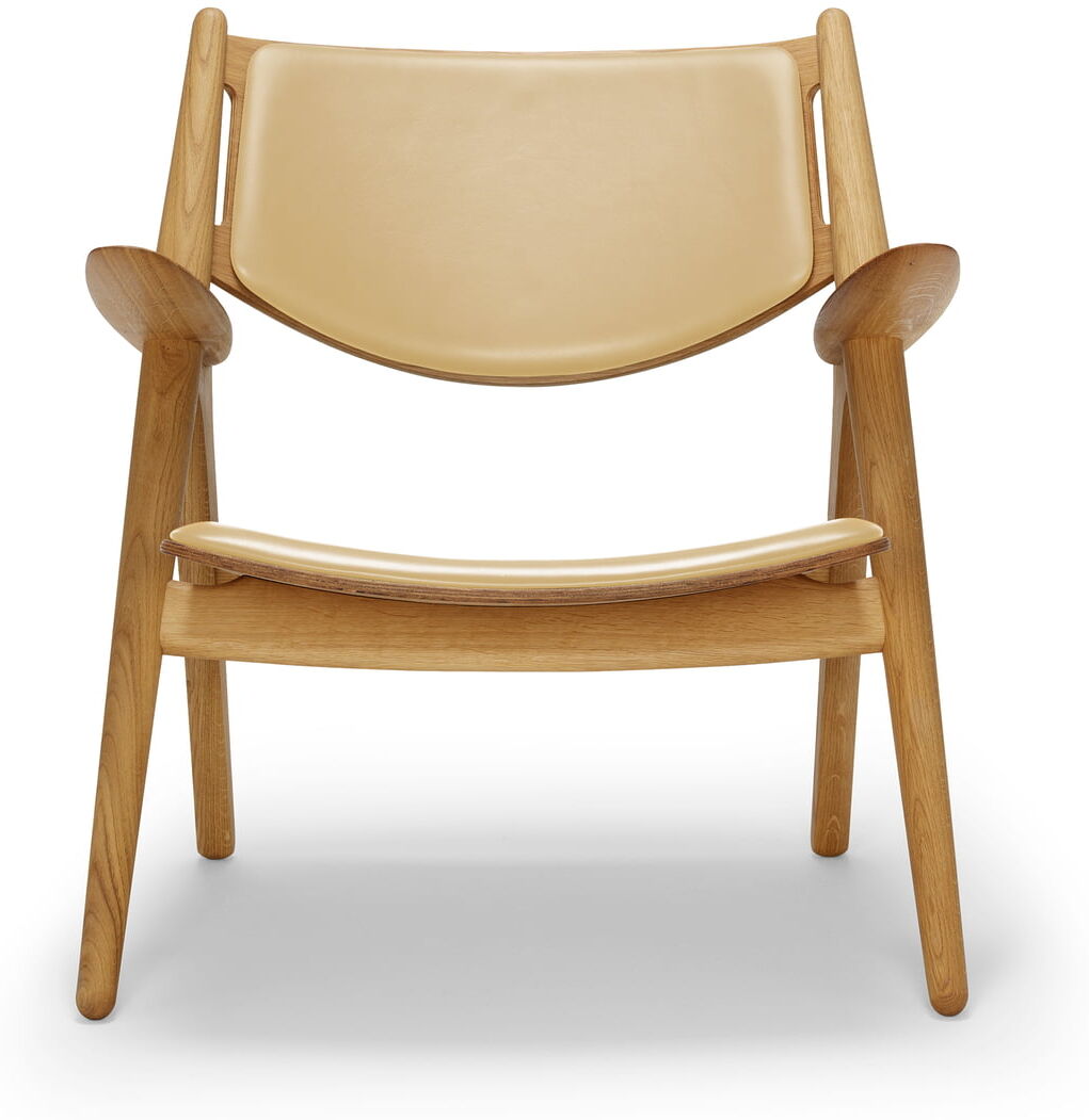 Carl Hansen - CH28P Lounge Stuhl, Eiche geölt / Leder beige (Sif 90)