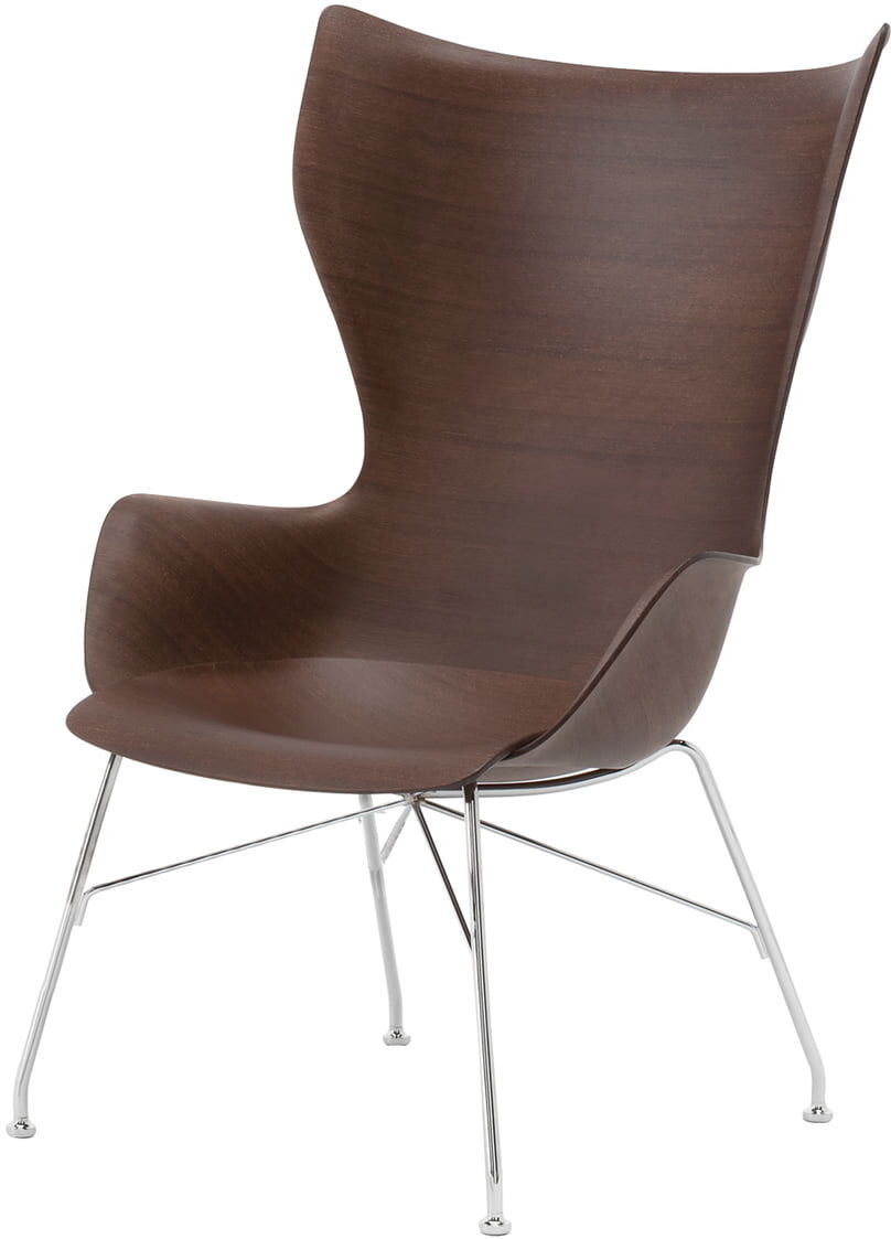 Kartell - K/Wood Sessel, verchromt / Esche dunkel