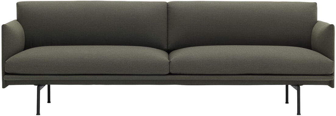 Muuto - Outline Sofa 3-Sitzer, g(rün fiord 961) / verkehrsschwarz (RAL 9017) (EU)