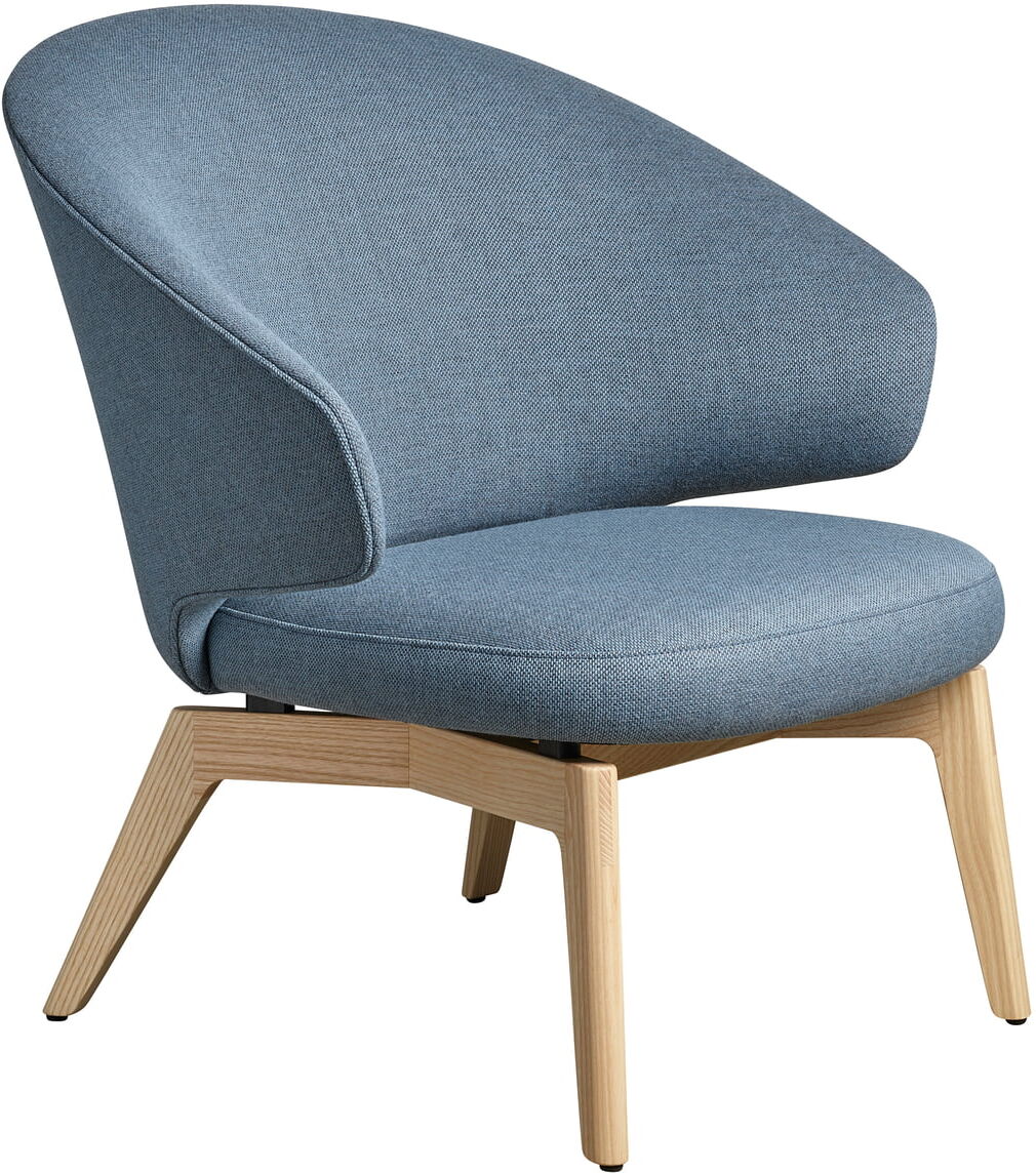 Fritz Hansen - Let Loungesessel Holzgestell, hellblau / Esche