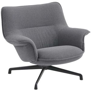 Muuto - Doze Lounge Chair Low, Drehgestell anthrazit-schwarz / Bezug grau (Ocean 80)