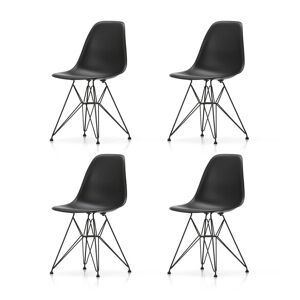 Vitra - Eames Plastic Side Chair DSR, basic dark / tiefschwarz (Filzgleiter basic dark) (4er-Set)