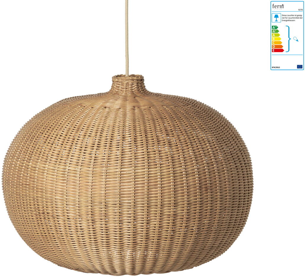 ferm LIVING - Geflochtene Rattan-Leuchte, Belly, natur