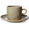 HKliving - Chef Ceramics Tasse mit Untertasse, 220 ml, moss green