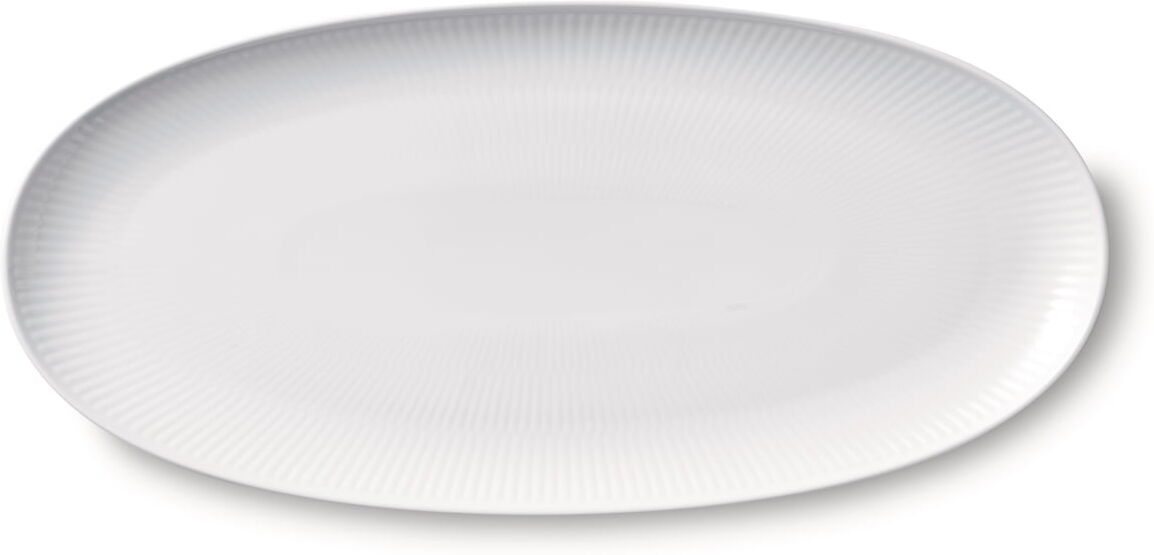 Royal Copenhagen - Weiß Gerippt Servierplatte lang oval 37 cm