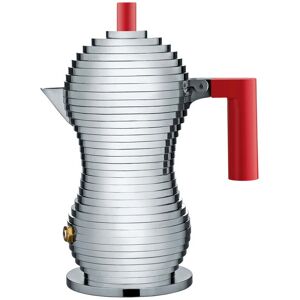 Alessi - Pulcina Espressokocher, 15 cl, induktionsgeeignet, silber / rot