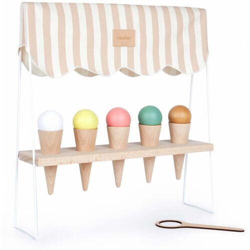 Nobodinoz - Ice Cream Corner Holz-Spielzeug, taupe stripes