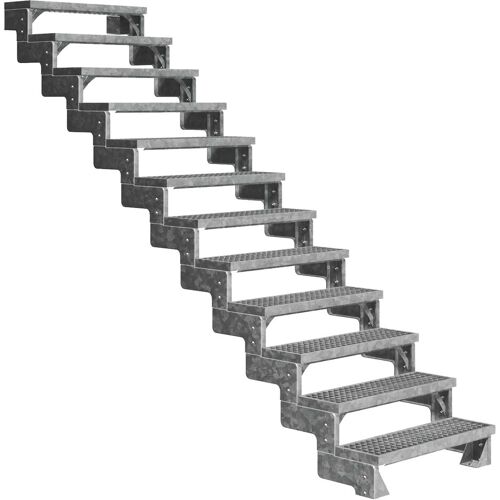 Dolle Außentreppe Gardentop 234-286cm Geschosshöhe mit Gitterrost 80cm breit ohne Geländer