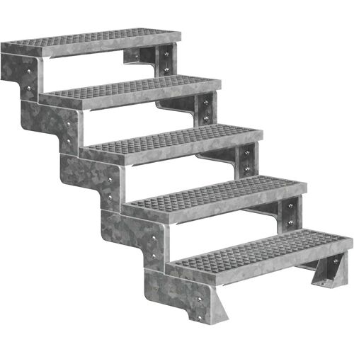 Dolle Außentreppe Gardentop 90-110cm Geschosshöhe mit Gitterrost 80cm breit ohne Geländer