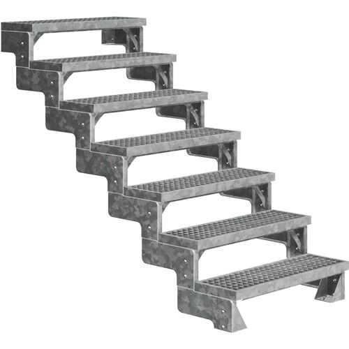 Dolle Außentreppe Gardentop 126-154cm Geschosshöhe mit Gitterrost 80cm breit ohne Geländer