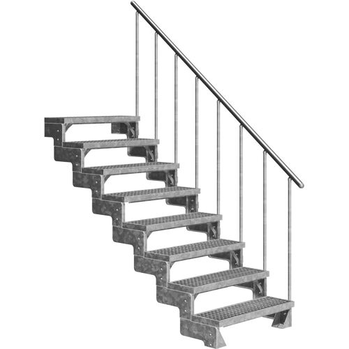 Dolle Außentreppe Gardentop 144-176cm Geschosshöhe mit Gitterrost 100cm breit mit Geländer