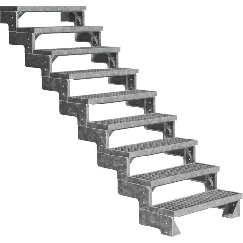 Dolle Außentreppe Gardentop 162-198cm Geschosshöhe mit Gitterrost 100cm breit ohne Geländer