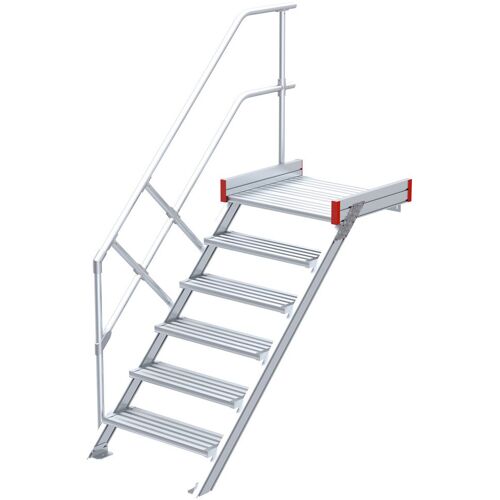 Euroline 511 Podesttreppe 45° 600mm Stufenbreite 6 Stufen Alu gerieft