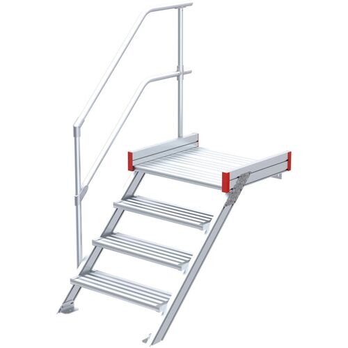 Euroline 511 Podesttreppe 45° 800mm Stufenbreite 4 Stufen Alu gerieft