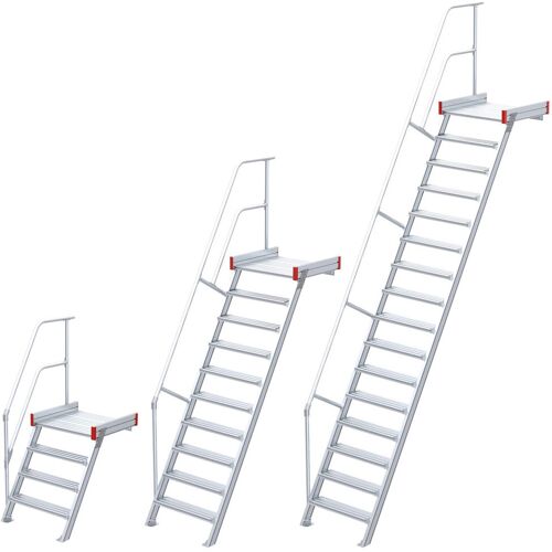 Euroline 511 Podesttreppe 60° 600mm Stufenbreite 8 Stufen Stahl Gitterrost