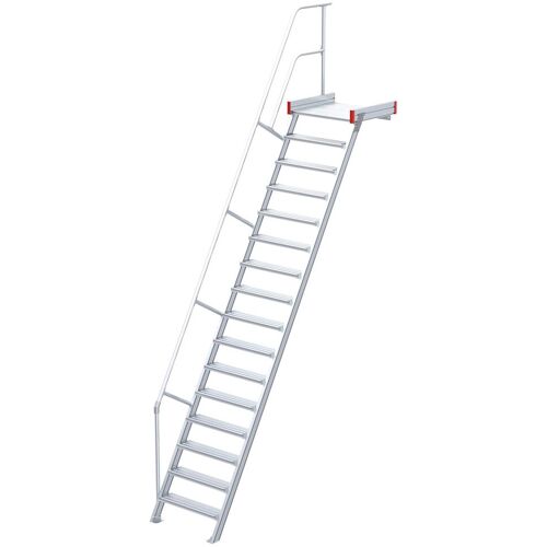 Euroline 511 Podesttreppe 60° 800mm Stufenbreite 16 Stufen Alu gerieft