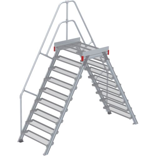 Euroline 512 Überstieg 60° 1000mm Stufenbreite 2x9 Stufen Stahl Gitterrost