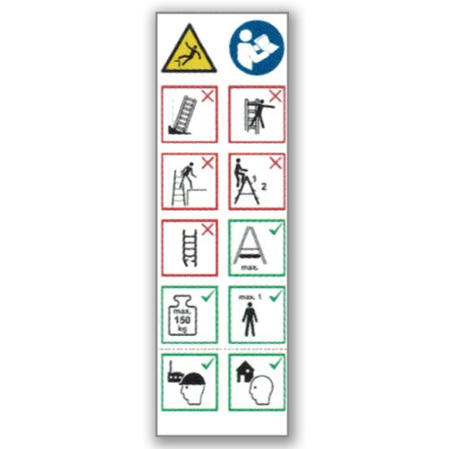 Layher Piktogrammetiketten für Plattformleiter Topic 1074, 10er-Pack