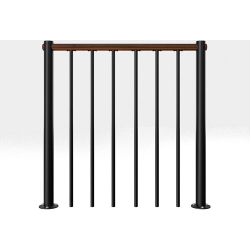 Minka Brüstungsgeländer mit vertikalen Stäben und Holz-Handlauf Walnuss Schwarz