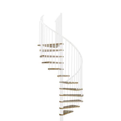 Minka Spindeltreppe Spiral Effect 38 - 305,5cm Geschosshöhe Eiche Weiß 140cm Durchmesser