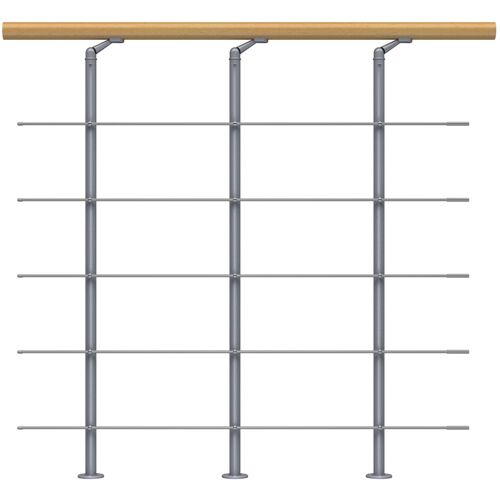 Dolle Brüstungsgeländer Edelstahl Erweiterungs-Set in Ahorn Unterkonstruktion Perlgrau - Cork, Dublin, Basel
