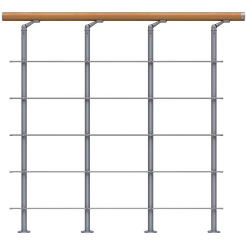 Dolle Brüstungsgeländer Edelstahl Starter-Set in Buche Unterkonstruktion Perlgrau - Cork, Dublin, Basel