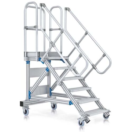 Zarges Plattformtreppe fahrbar 45° 800mm Stufenbreite 19 Stufen