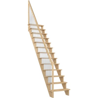 Dolle Raumspartreppe Lyon inkl. einseitigem Geländer Kiefer unbehandelt Treppenlauf gerade 65cm breit Metallstäbe Dolle Raumspartreppe Lyon inkl. einseitigem Geländer Kiefer unbehandelt Treppenlauf gerade 65cm breit Metallstäbe