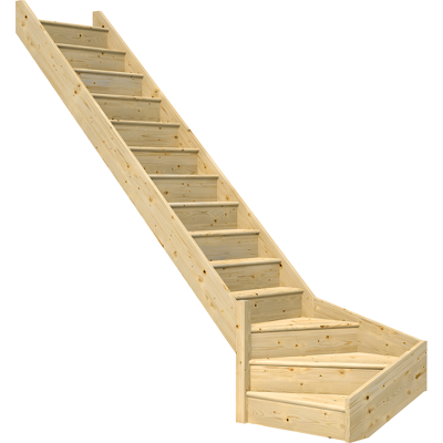 DOLLE Paris Platzspartreppe - 1/4 gewendelt, unbehandelt Fichte DOLLE Paris Platzspartreppe - 1/4 gewendelt, unbehandelt Fichte