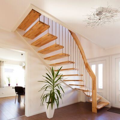 Dolle Geschosstreppe Bilbao 1/2-gewendelt 234-260cm GH Holz rund 30mm Esche weiß Dolle Geschosstreppe Bilbao 1/2-gewendelt 234-260cm GH Holz rund 30mm Esche weiß