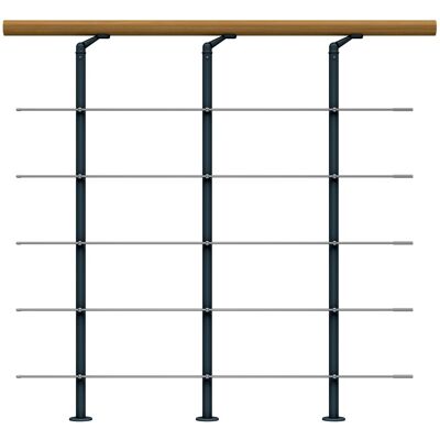 Dolle Brüstungsgeländer Edelstahl Erweiterungs-Set in Eiche Unterkonstruktion Anthrazit - Cork, Dublin, Basel Dolle Brüstungsgeländer Edelstahl Erweiterungs-Set in Eiche Unterkonstruktion Anthrazit - Cork, Dublin, Basel